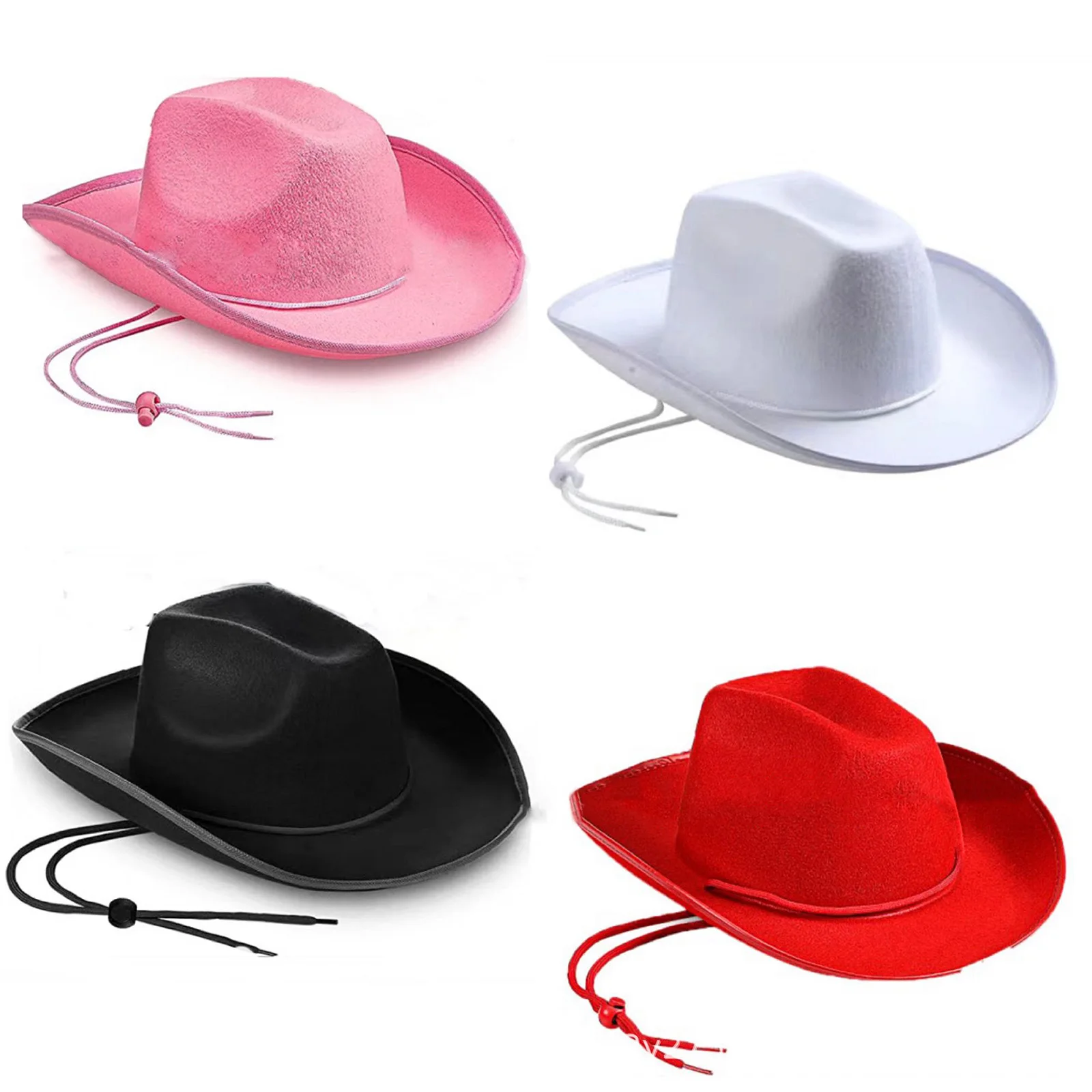 

Vintage Cowboy Hat Western Large Brim Hats Men Women Lightweight Solid Color Jazz Felt Cap Outdoor Casual Party Cosplay Sun Caps