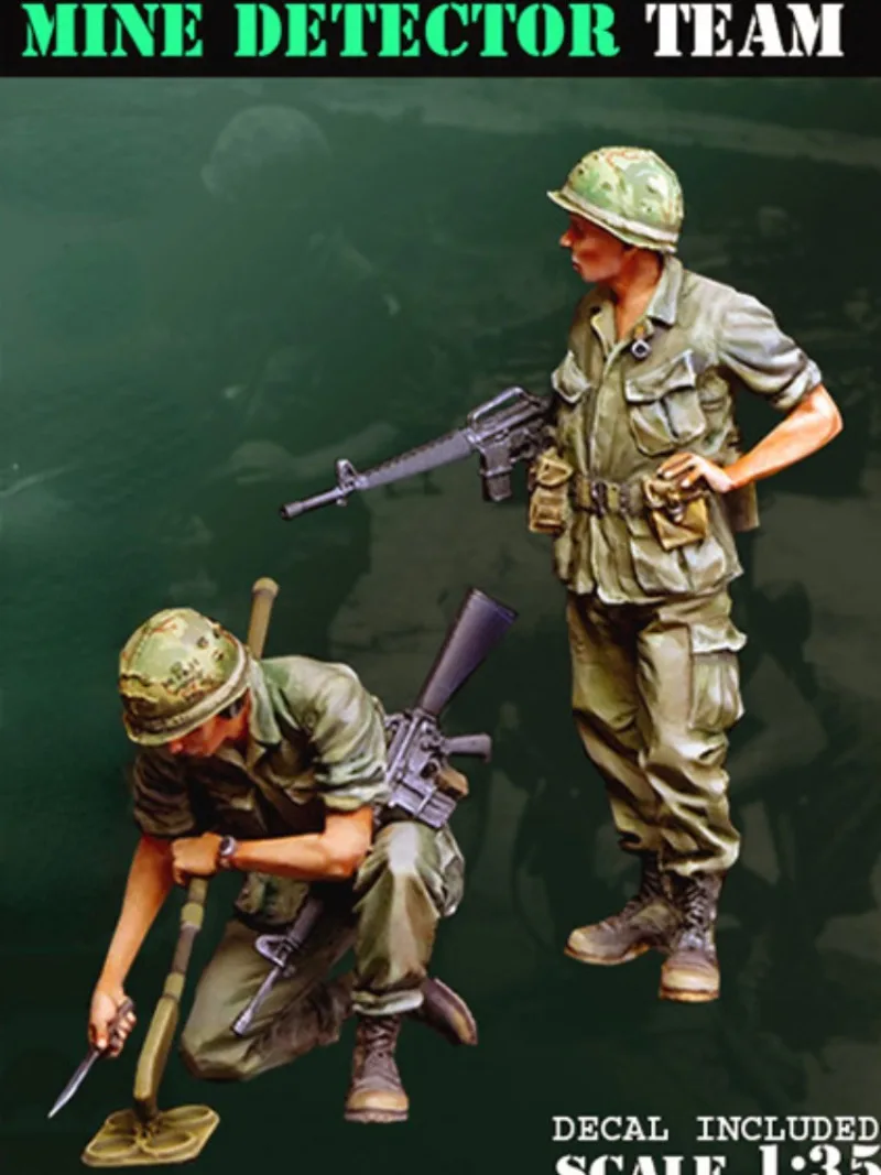 1/35 Scale Garage Kit Resin Figure Model Kits WWII Us Army Mine Detector Team 2 Figures Unassambled and Unpainted Miniature C492