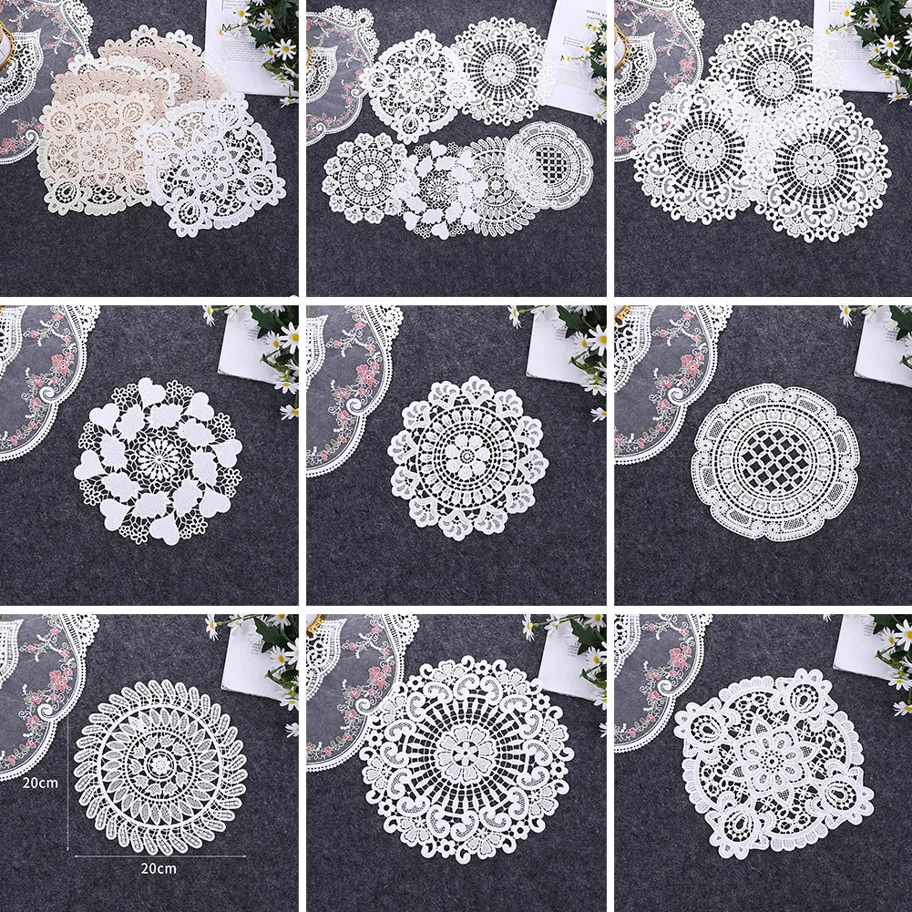 Round Lace Doilies Crochet Lace Placemat Napkin Placemat Cup Dish Coaster Table Place Mat Tea Glass Pad Doily Kitchen Handmade