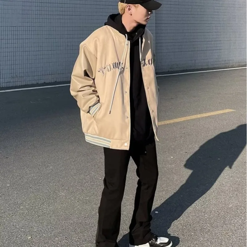 

Trendy Oversized Long Sve round Ne Jaet for Men Autumn Winter Casual Comfortable Faionable Artistic Quali M Coat