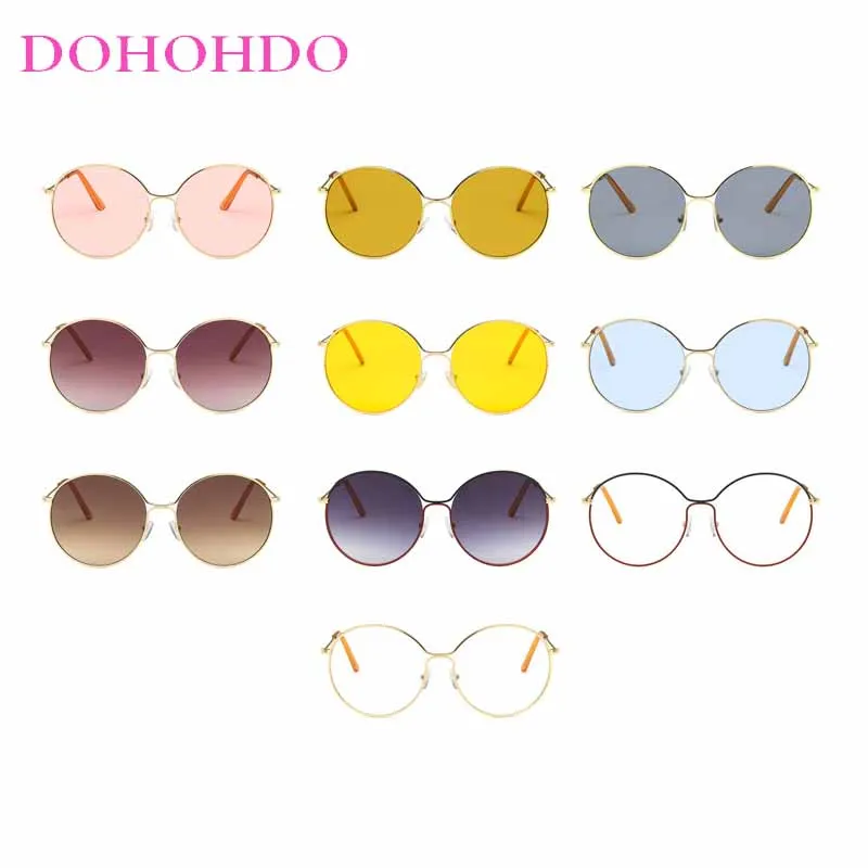 Classic Metal Oversized Round Frame Summer Drive Women Sunglasses Brand Designer Luxury Men Sunglass Travel Drive Eyewaer UV400