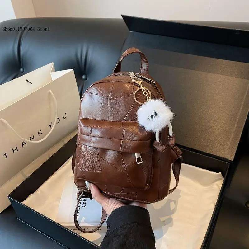 Casual and Minimalist Commuting Pu Leather Silver Korean Mini Versatile Portable Travel Backpack for Women