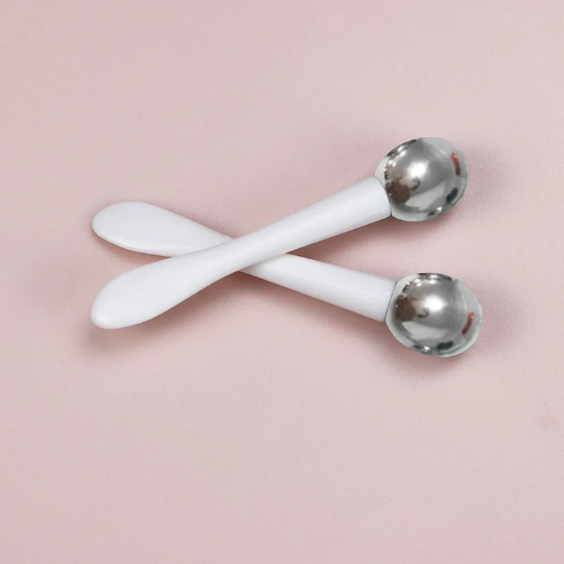 Mini bola de masaje cosmética, espátula en barra, maquillaje de Metal plateado, crema para ojos, cuchara, rodillo, cuchara cosmética