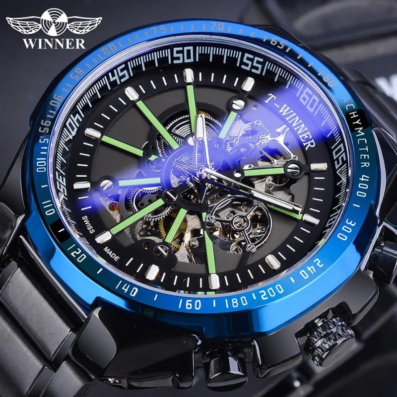 

Free Shipping OUTLETSNew T-winner European and American Men's Fashion Hollowed-out Cool Mechanical Waterproof Automatic Mechanic