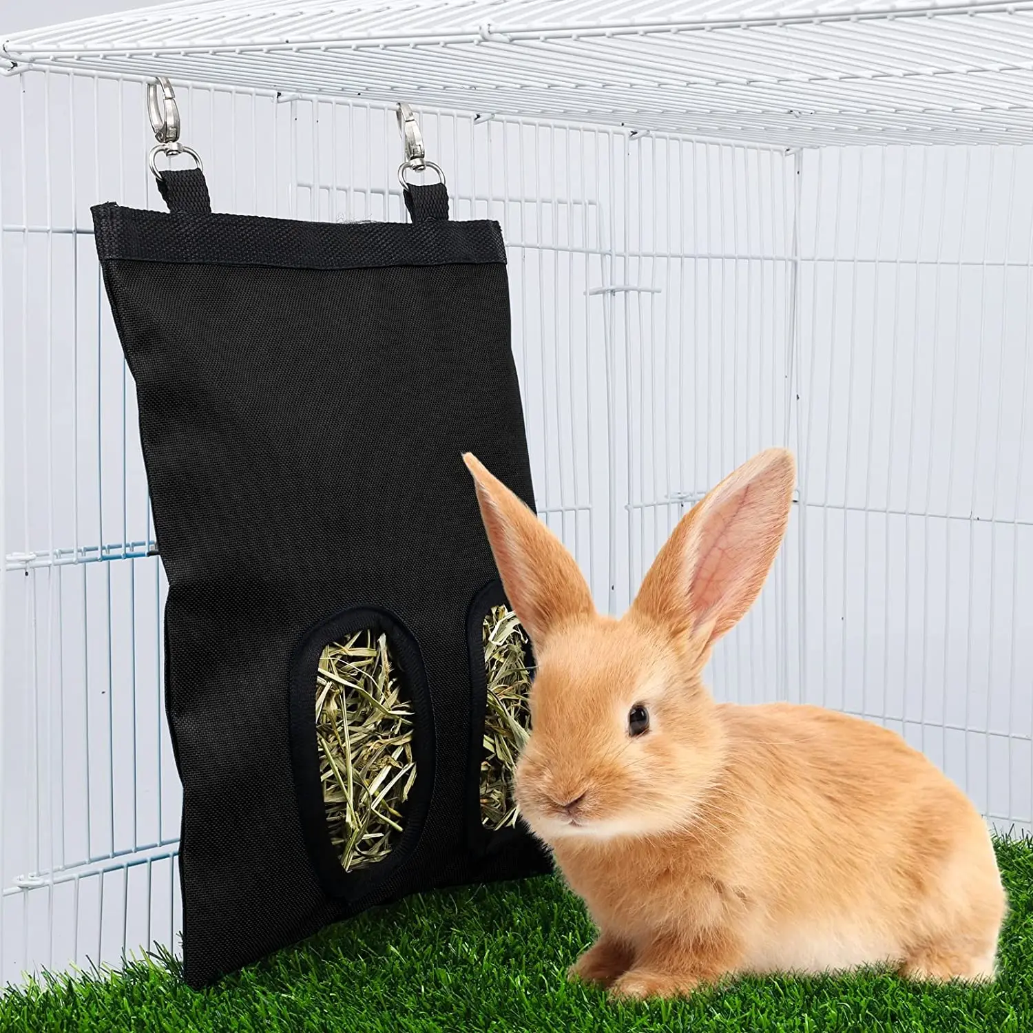 Hay Bag Hanging Pouch Feeder Sack Holder Small Animals Supplies Feeding Dispenser Container Rabbit Guinea Pig Cage Accessories