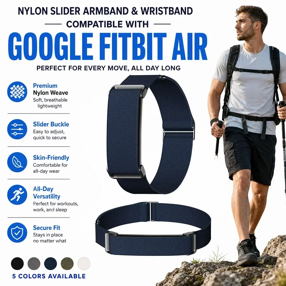Biceps Replacement for Google Fitbit Air Strap Nylon Arm/Wri Band Adjustable Fitness Tracker Band for Google Fitbit Air Band