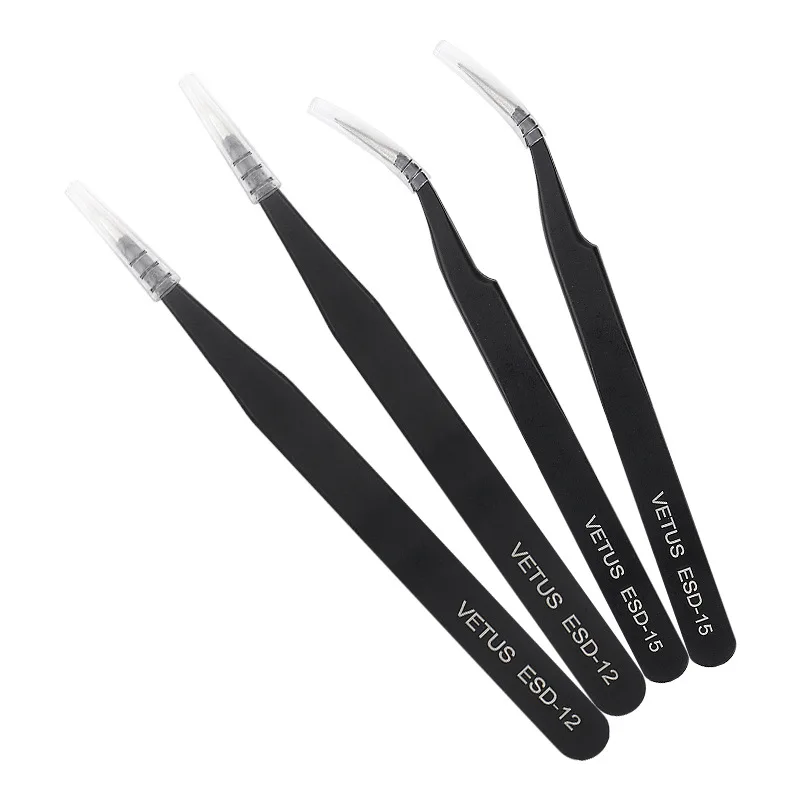 1 Pc Eyelash Stainless Steel Black Tweezer 3D Volume Lash Tweezer High Precision Anti-Static Tweezers Eyelash Extension Tools