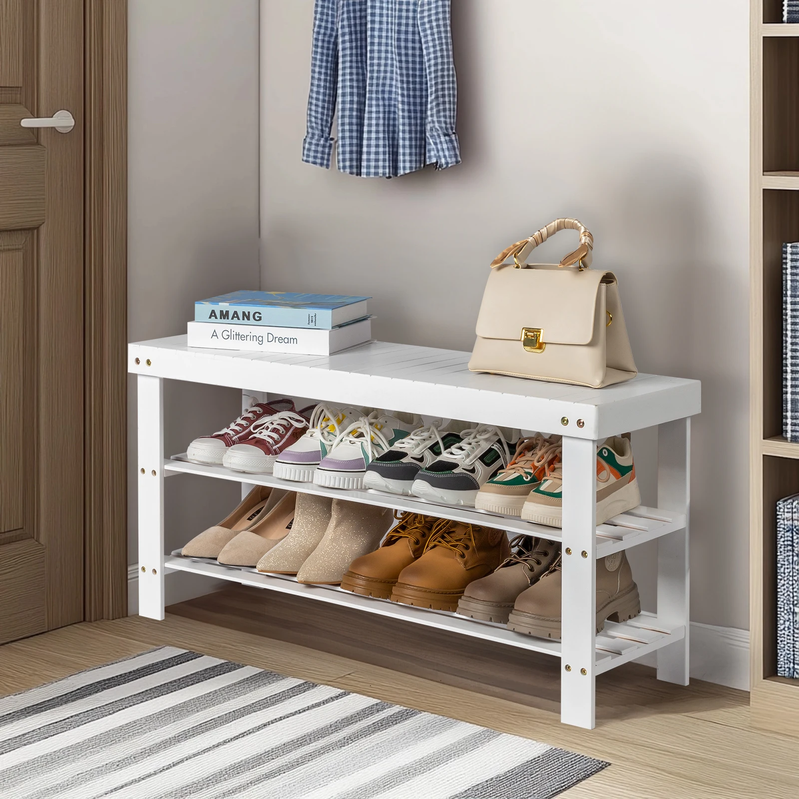 

3-Tier Seamless Top Bamboo Shoe Rack