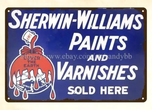 Letrero metálico de Sherwin Williams Paints Varnishes, diseña el letrero para tu dormitorio