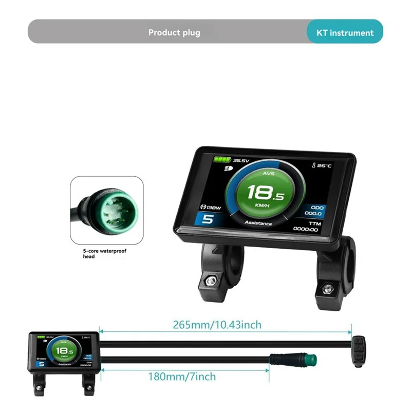 

RTENTE-KT-TF02H Аксессуар для преобразования электронного велосипеда с интеллектуальным цветным дисплеем и водонепроницаемым разъемом для литиевой батареи с ЖК-дисплеем