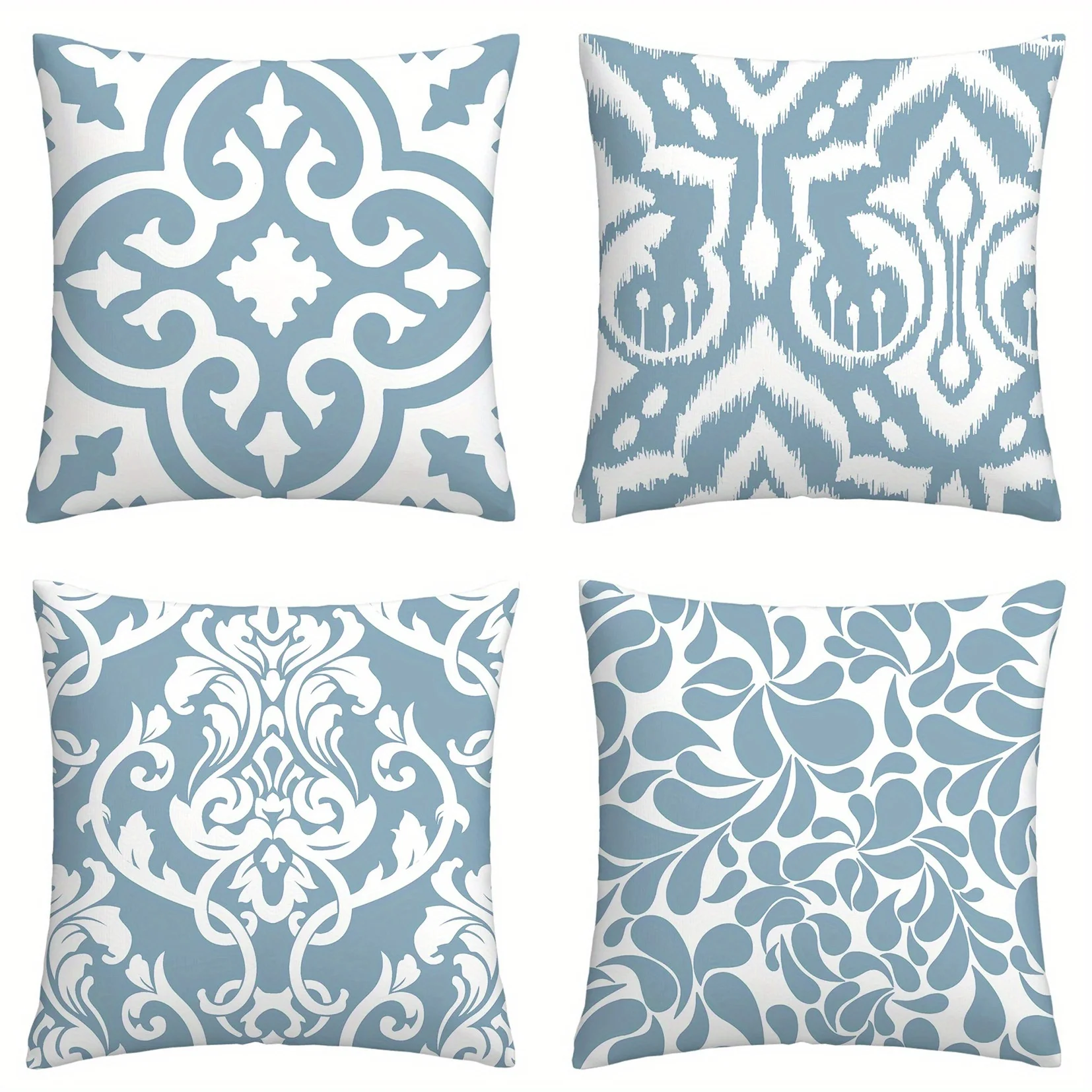 Home Decor Blue and White Ornate Pattern Pillow Covers Pattern Cushion Cover Suitable for Sofa Bedroom Car Pillow Cover