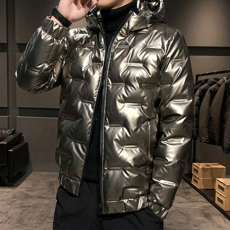 Lightweight Down Jackets Men Hooded Quilted Coat Winter Warm Down Coats Thermal Glossy Light Puffer Outwear Coat