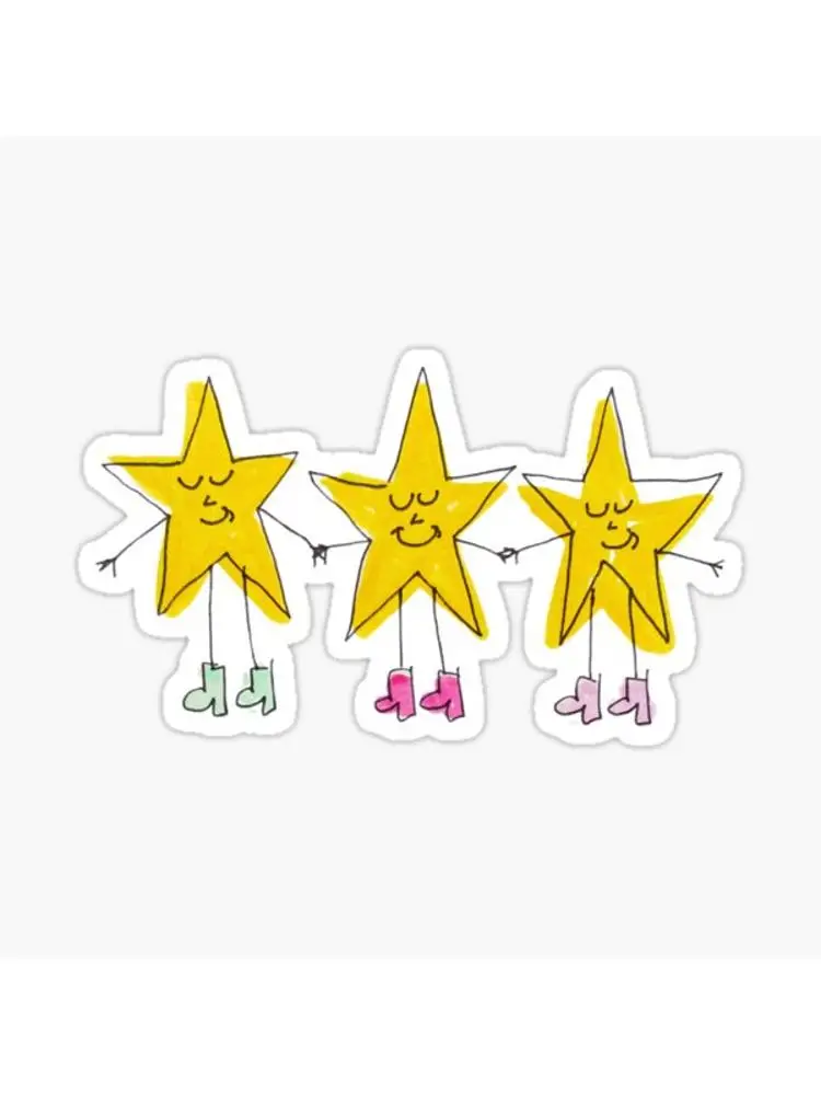 Happy Star Friends 5 pièces autocollants pour chambre dessin animé drôle mignon bouteilles d'eau fenêtre voiture maison salon fond autocollants enfant