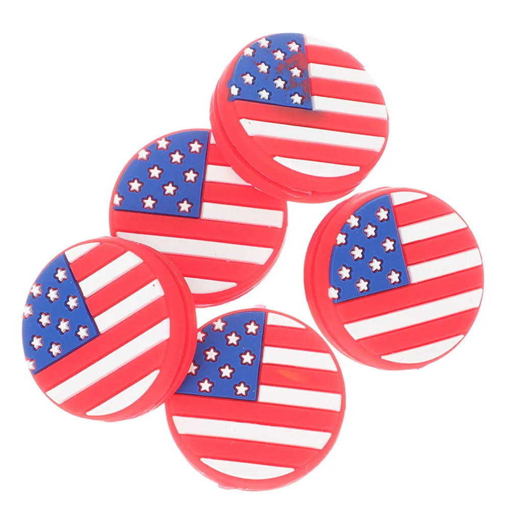 

5Pcs Soft Flexible Silicone Tennis Dampener National Flag Motif Racket Vibration Absorber Shock Reducing Tennis Racquet
