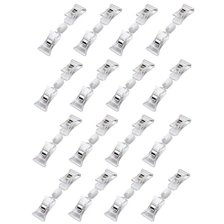 16pcs Clear Plastic Rotatable Double Clip Merchandise Sign Display Mini Clip Tag Holders