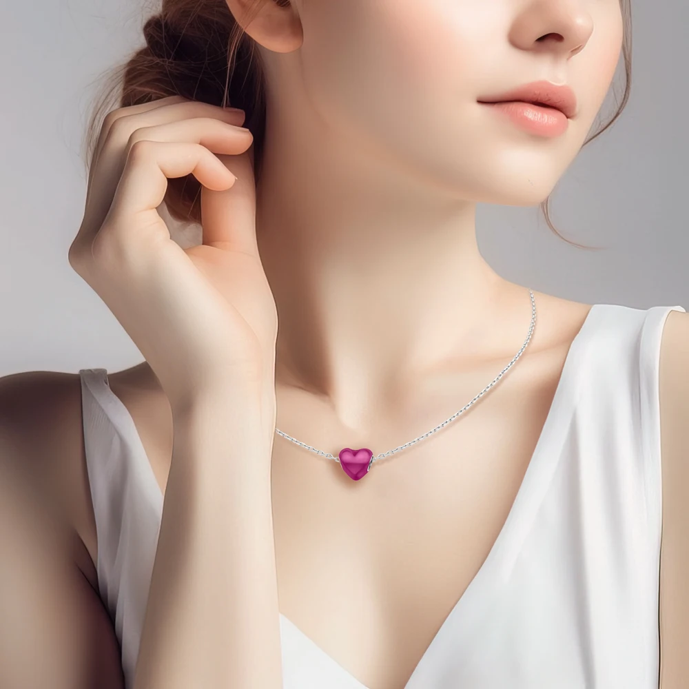 925 Sterling Silber Bunte Glänzende Herzförmige Anhänger-Perlen Passend für Schlangenketten-Armband Halskette Frauen DIY Geburtstag Schmuck Geschenke – Detail 26