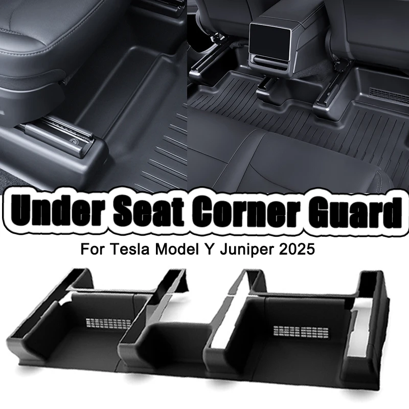 

For Tesla Model Y Juniper 2025 TPE Under Seat Fully Wrapped Corner Guard Seat Slide Rails Protector Cover AntiKick Car Accessory