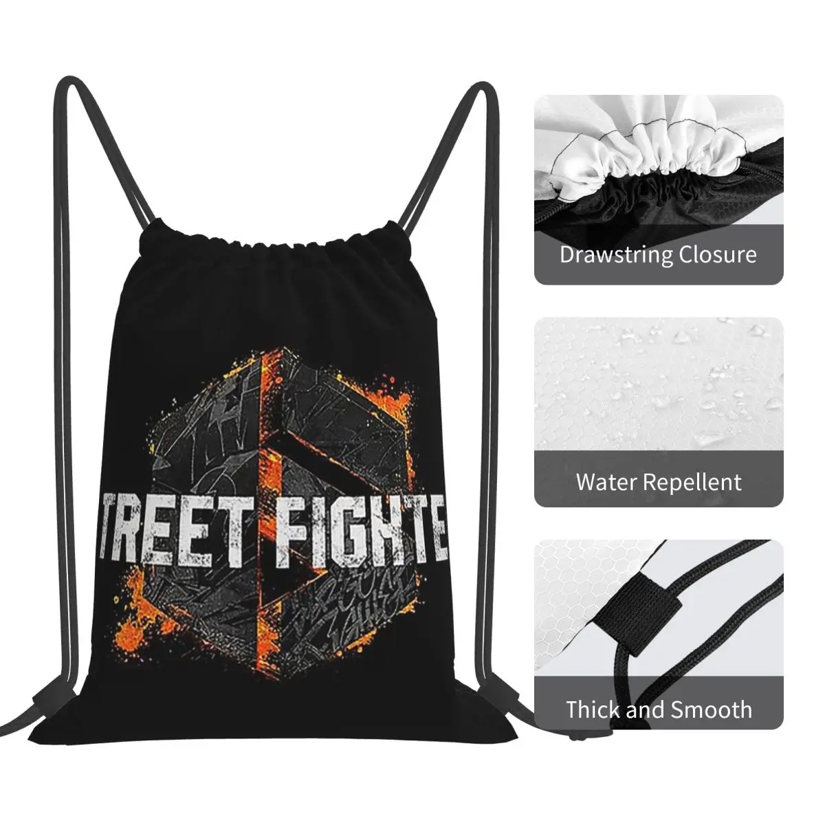 Street Fighter 6 Distressed Backpacks Multi-function Portable Drawstring Bags Sundries Bag Book Bags For Travel School