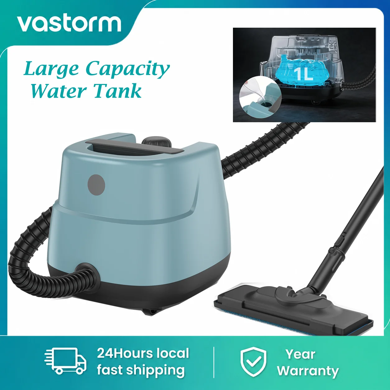 Portable Handheld Steam Cleaner High Temperature 1200W Electric Steam Cleaning with 1L Tank and 16 Accessories for Home Kitchen Floor Car Stain Removal