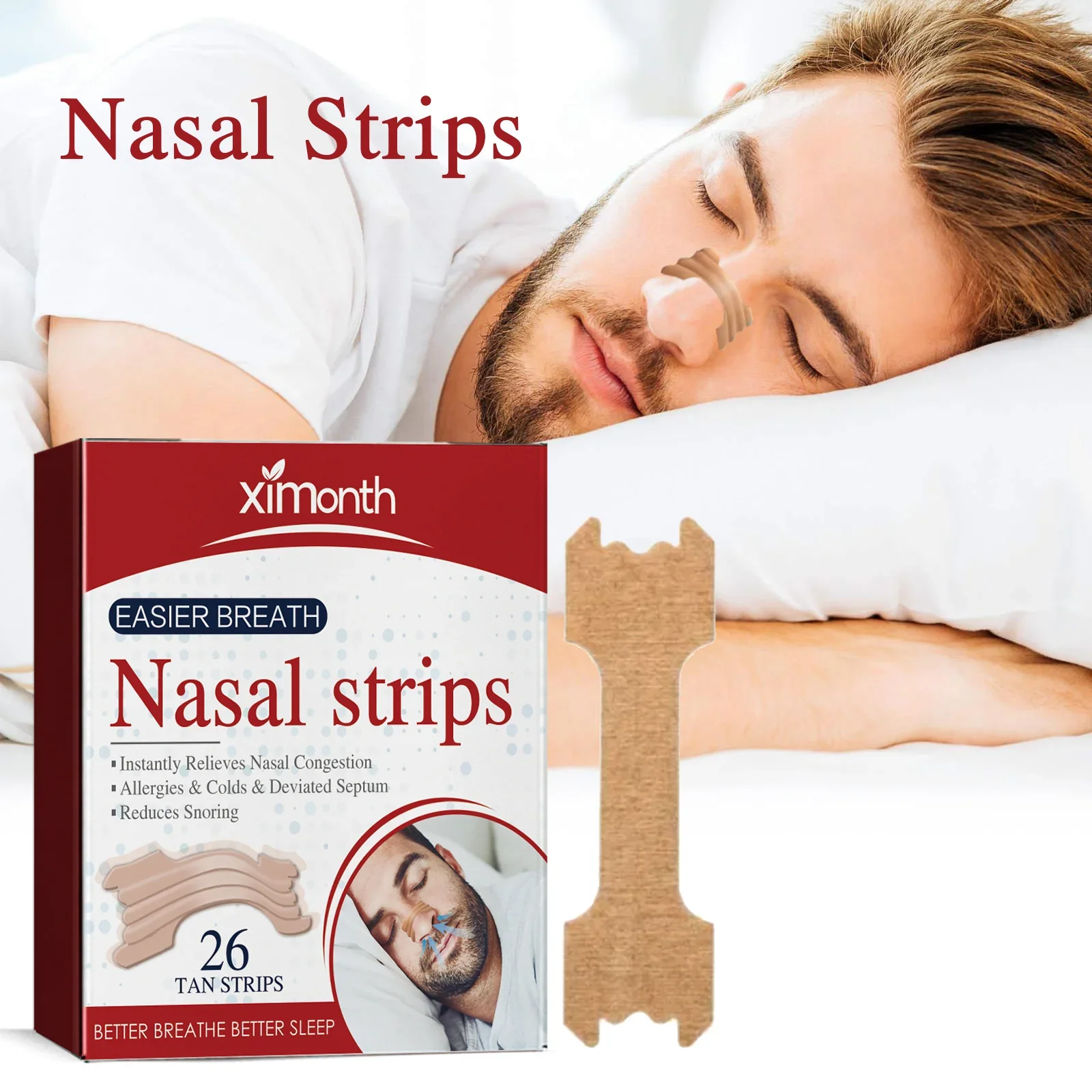 

Ximonth Breathe Nasal Strip Stop Snoring Easier Better Sleep Relaxing Relieve Nasal Congestion Prevent Apnea Anti Snoring Strip