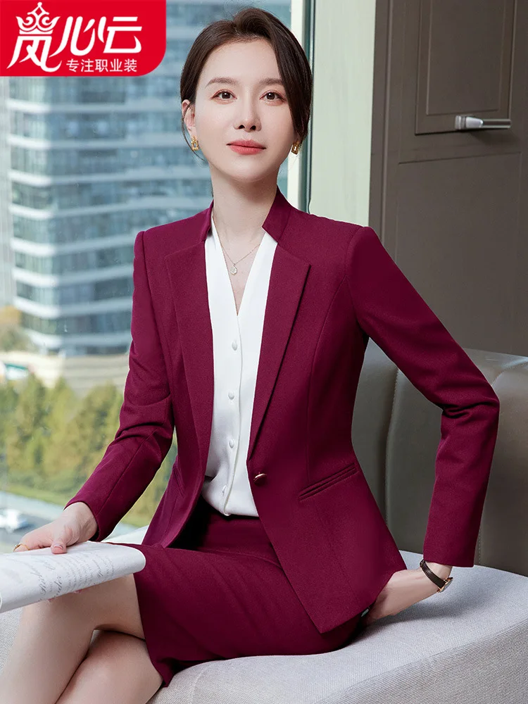 

Hotel Front Desk Attendant Beauty Salon Technician Overalls Female Temperament Business Suit High-End Gold and Silver Sales8067