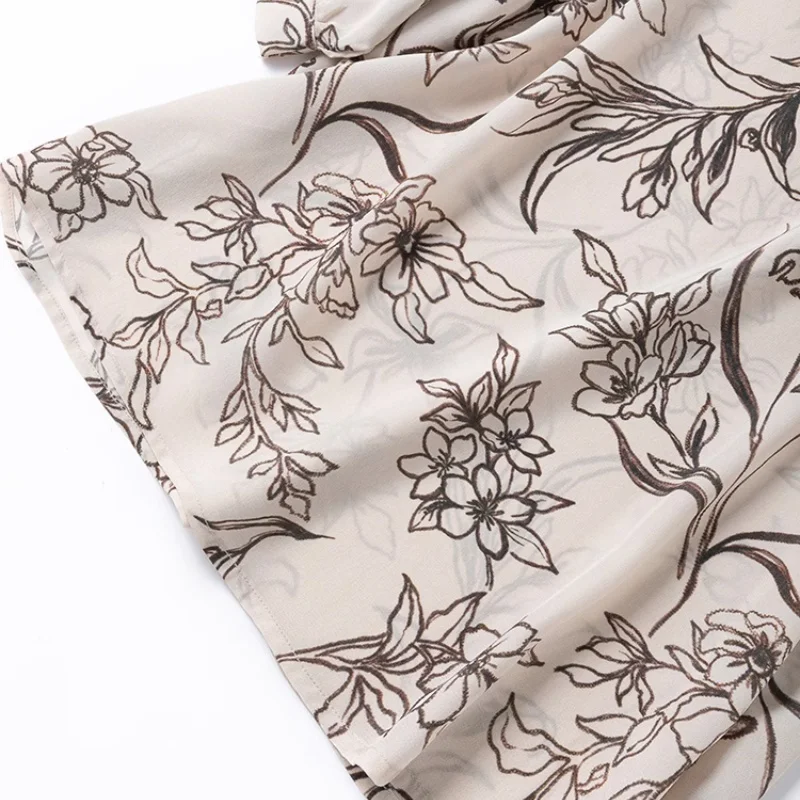 تي شيرت Birdtree صيفي 100% من حرير التوت ، قميص نسائي فضفاض مطبوع بأكمام واسعة من الكريب المزدوج ، 2025 جديد T56713JF #5