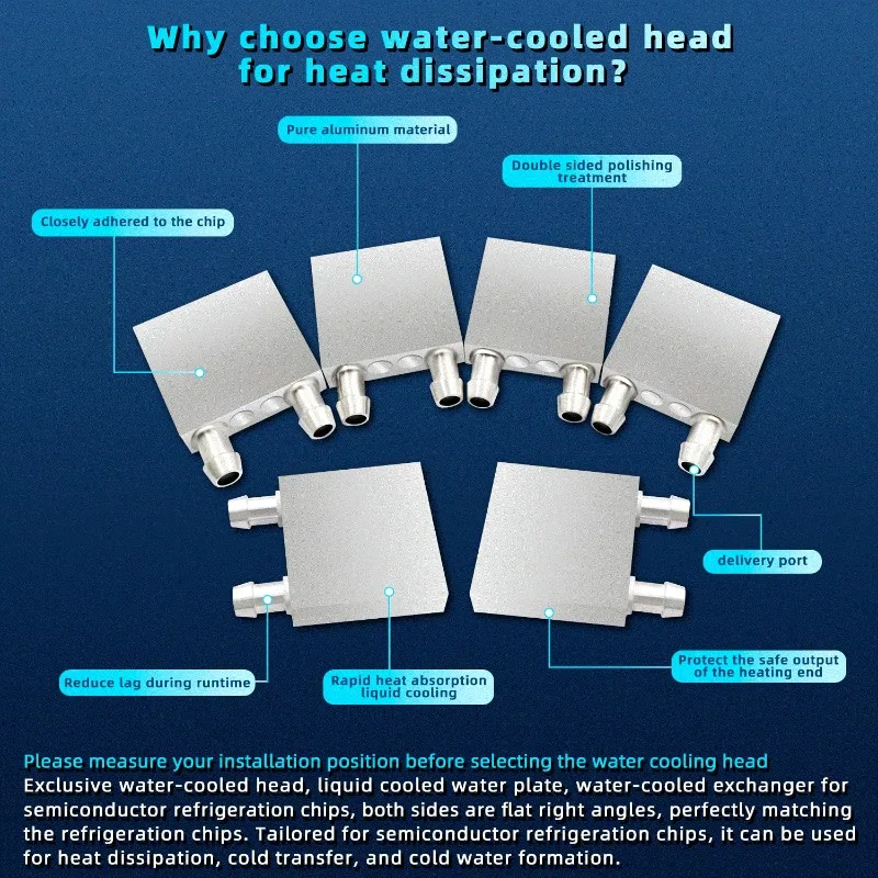4PCS Aluminum Water Cooling Block, 40x40 Heat Sink System for PC Computer CPU Graphics Radiator Heatsink Endothermic Head Silver