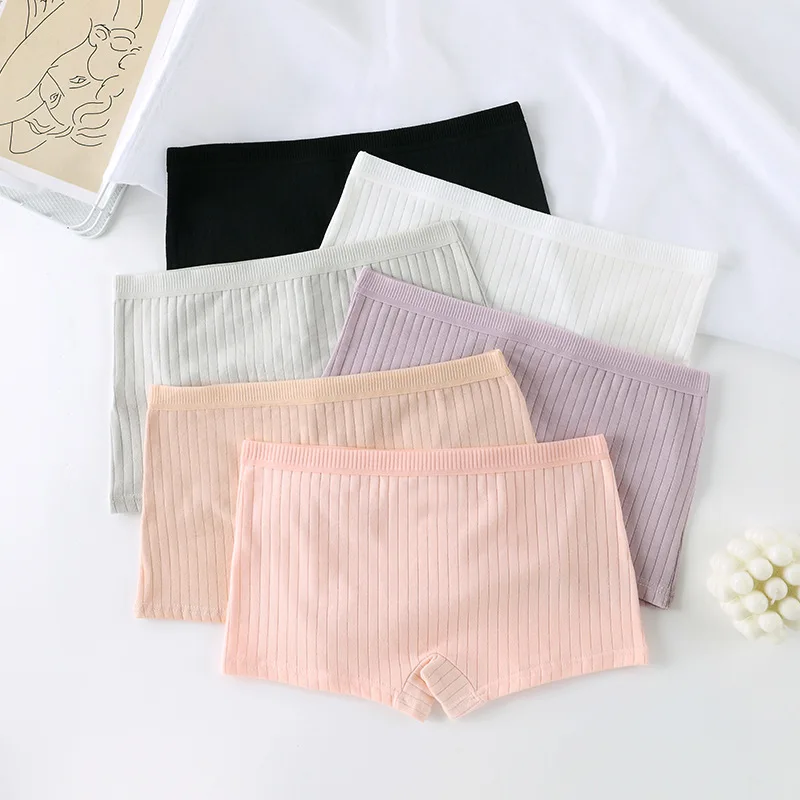 Women's Solid Color Breathable Sexy Lingerie Pure Cotton Waist Female Underwear Soft Bag Hip Flat Corner Pants Women's Panties