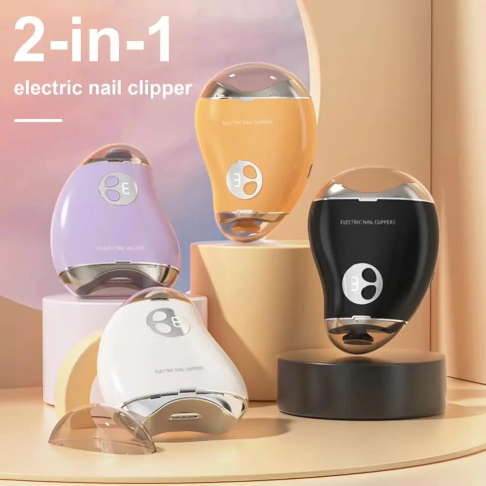 

2 in 1 Electric Nail Clipper Mango Shape 3 Speed Grinder Manicure Cutter Double Head Safe Trimming Polishing Tools Baby Adult