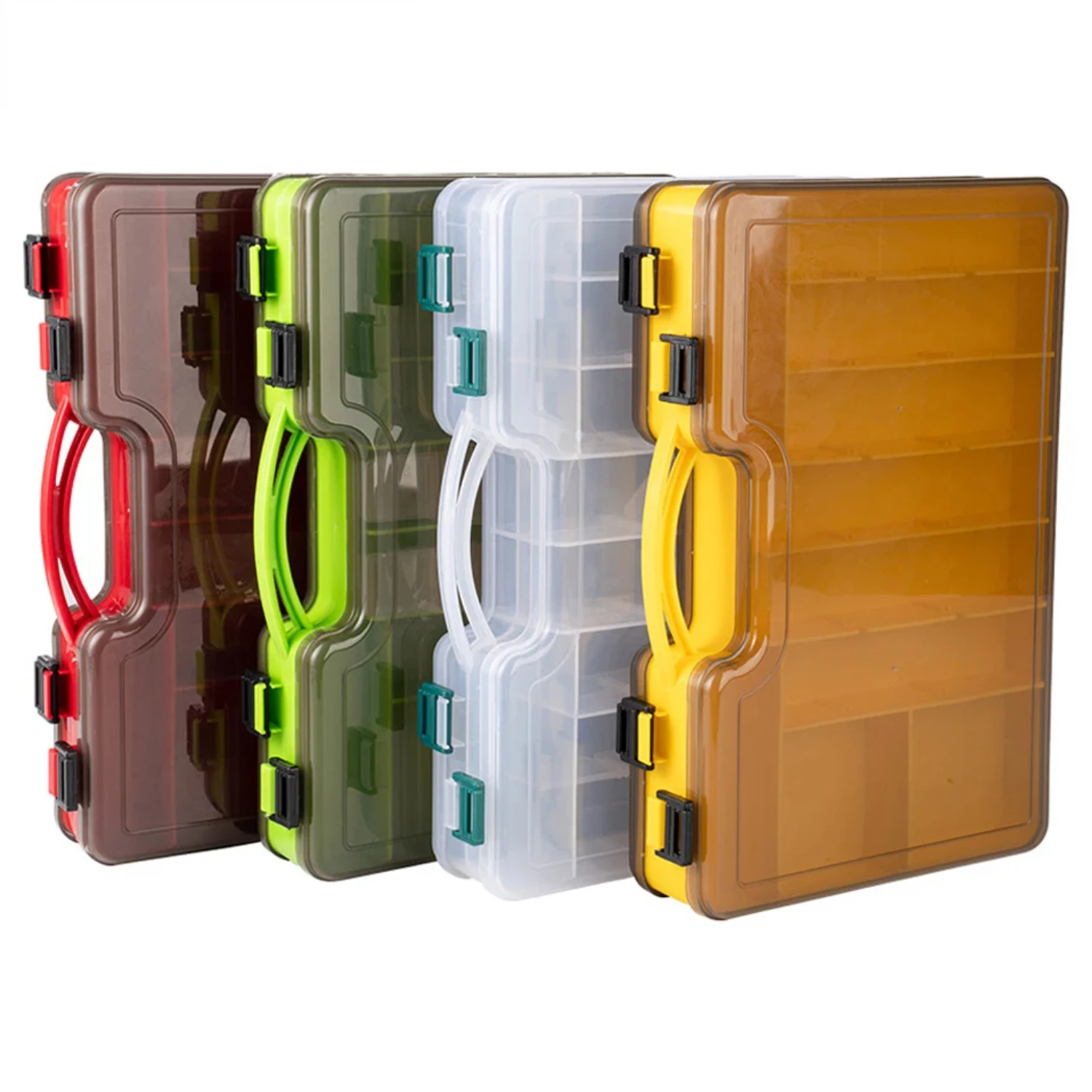 Cajas grandes para aparejos de pesca, contenedor de cebo de doble capa, deflector de señuelo portátil, estuche con múltiples compartimentos, caja de herramientas para maleta