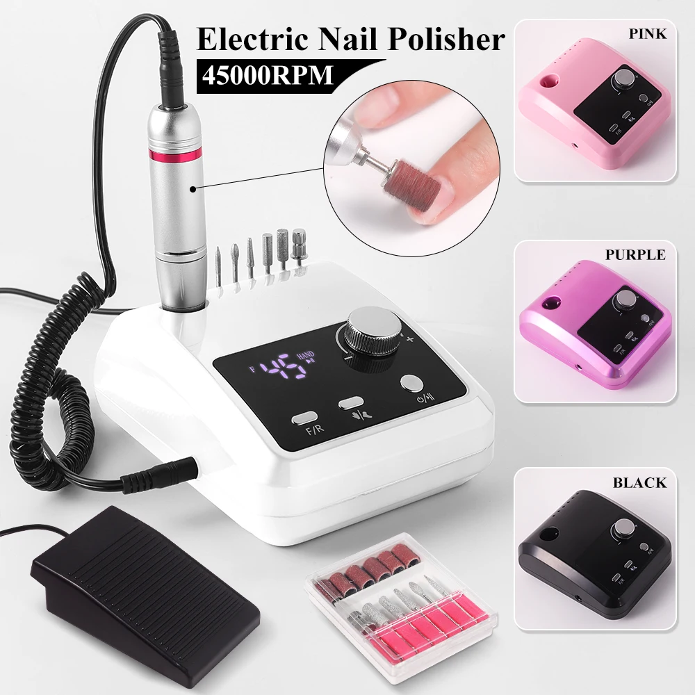 45000 RPM Professional Electric Nail Art Drill Electric File HD Display Metal Nail Art Pen Professional Nail Art Lathe Grinder