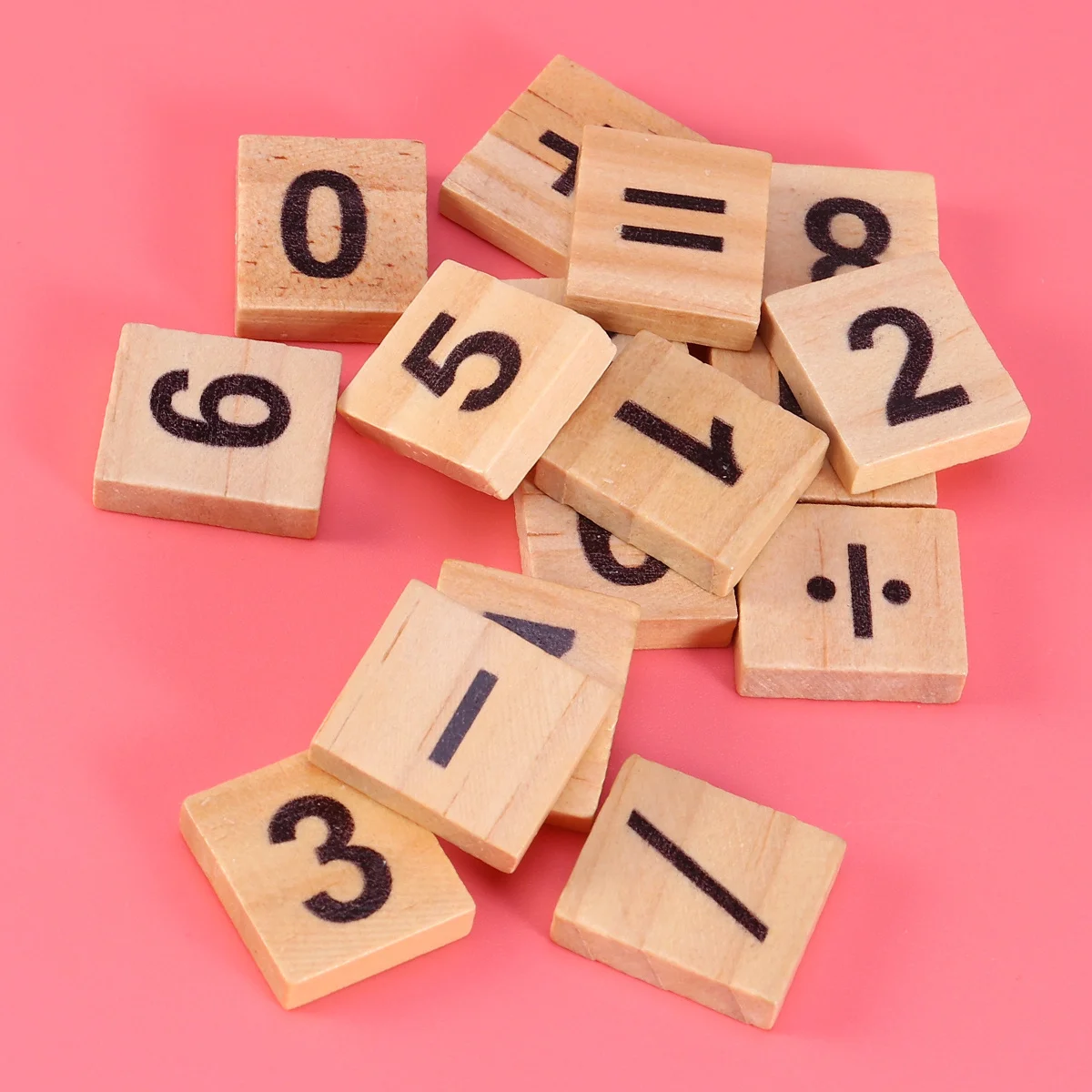 100Pcs 18x20mm Educational Number Puzzle Wood Blocks for Kids Cognitive Development Smooth Safe