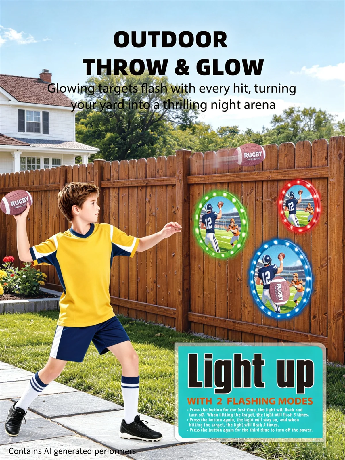 Luminous Sticky Target Rugby Ball Throwing Set Parent-Child Interactive Game Indoor Outdoor Beach Training Sport Toy Kids Gifts