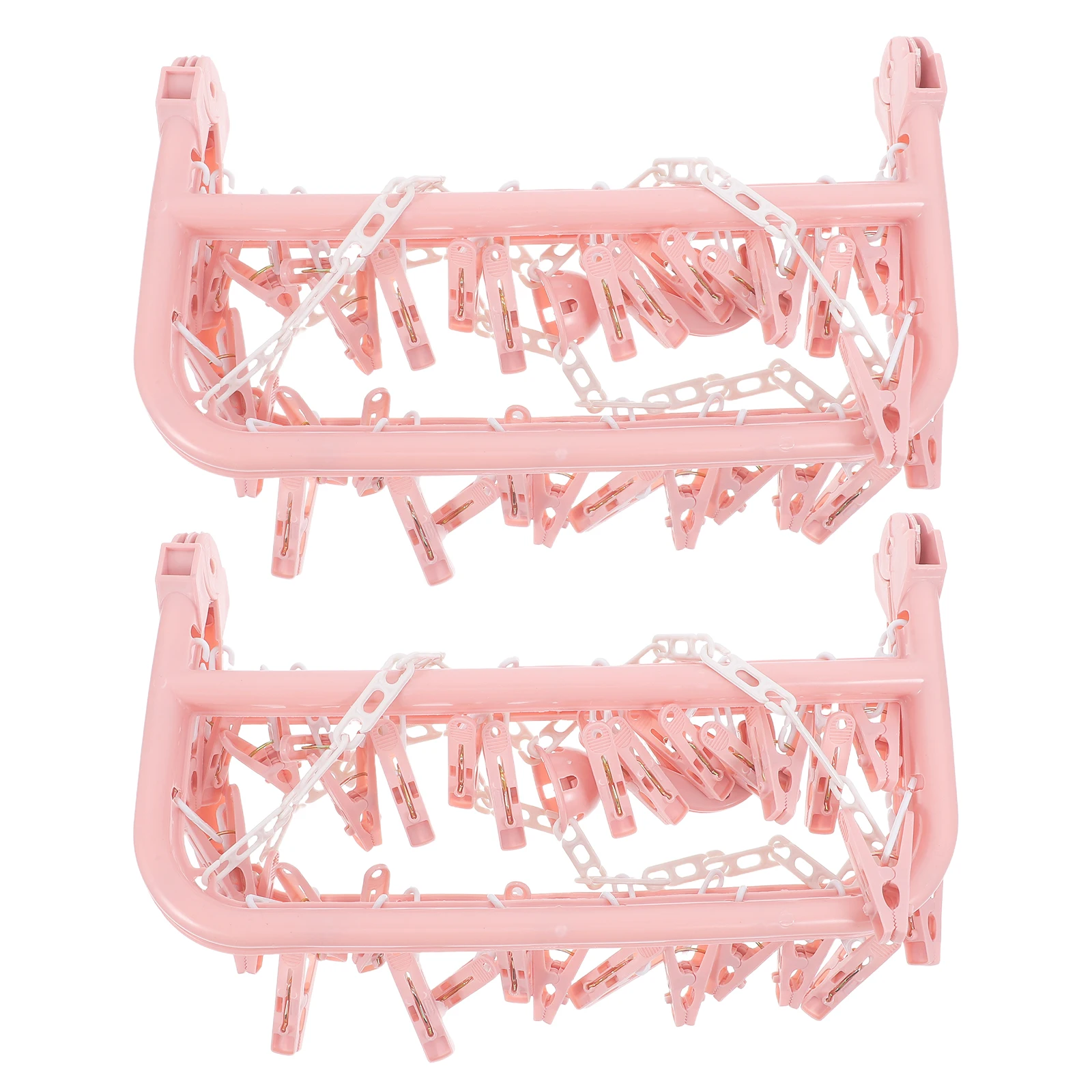 

2pcs Clothes Drying Rack 32 Clips Foldable Sock Drying Hanger 360° Rotating Hook Windproof Hat Scarf Towel Holder Storage Saving