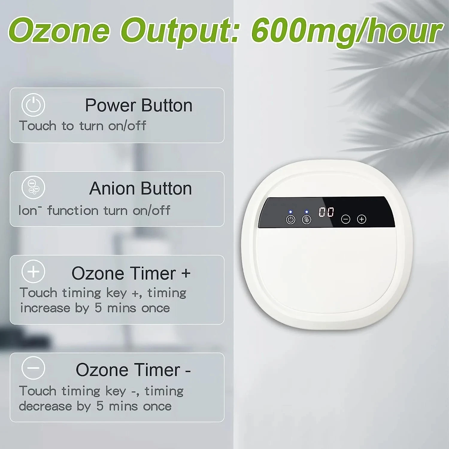 Ozone Generator Machine Home Anion Air cleaner Water Ozonizer Sterilizer Purifier Disinfection for Oil Fruits Vegetables Meat