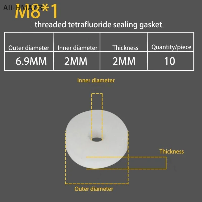 100Pcs/10Pcs 2025 New M8 M10 Air Seal Washer PTFE Sealing O-Ring Gasket Washer for High Pressure Diving Mountaineering Parts