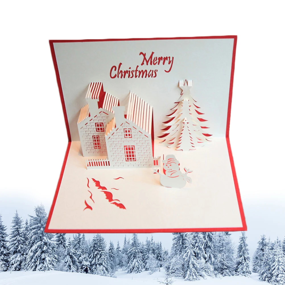 

3 -up Card Anniversary 3D Christmas Three-dimensional Creative Cards Handwork