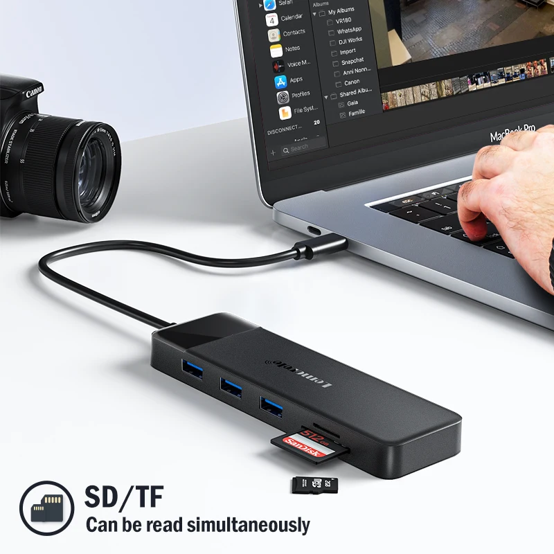 Lemorele USB-C HUB Dual HDMI Docking Station 4K30Hz Type-C HUB USB 3.0 High Speed 5Gbps PD 100W SD TF Dla MacBooka i Windowsa — zdjęcie produktu 6