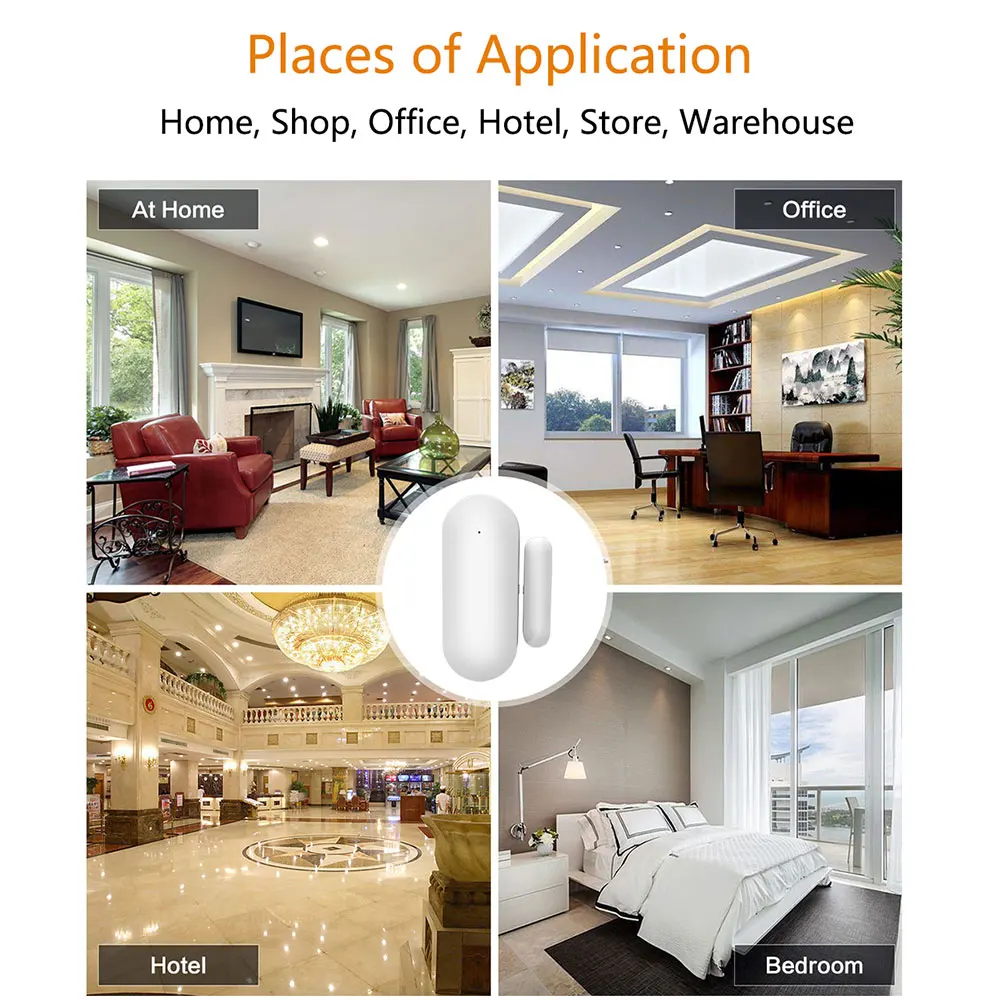 PGST PB69 Tuya Door Sensor Smart Home WiFi App Notification Window Detector Security Protection Alert Security Alarm