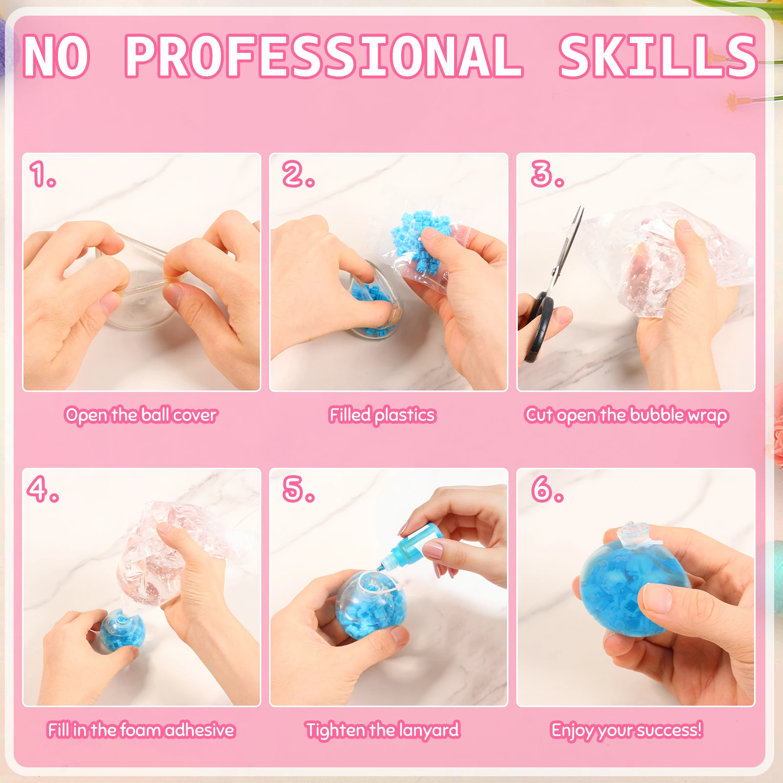 DIY Stressball-Bastelset Transparenter Nachfüllbarer DIY Stressball mit Deckel Füllzubehör Handgemachter Quetschbarer Stressball – Detail 5