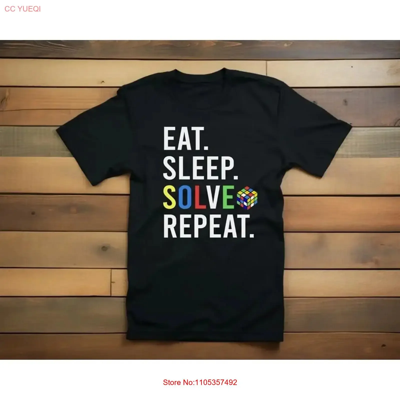 Eat Sleep Solve Repeat T Shirt Cube For Cuber Puzzle Cubing Solving Game vintage Washed Soft Breathable Casual Stylish fashion