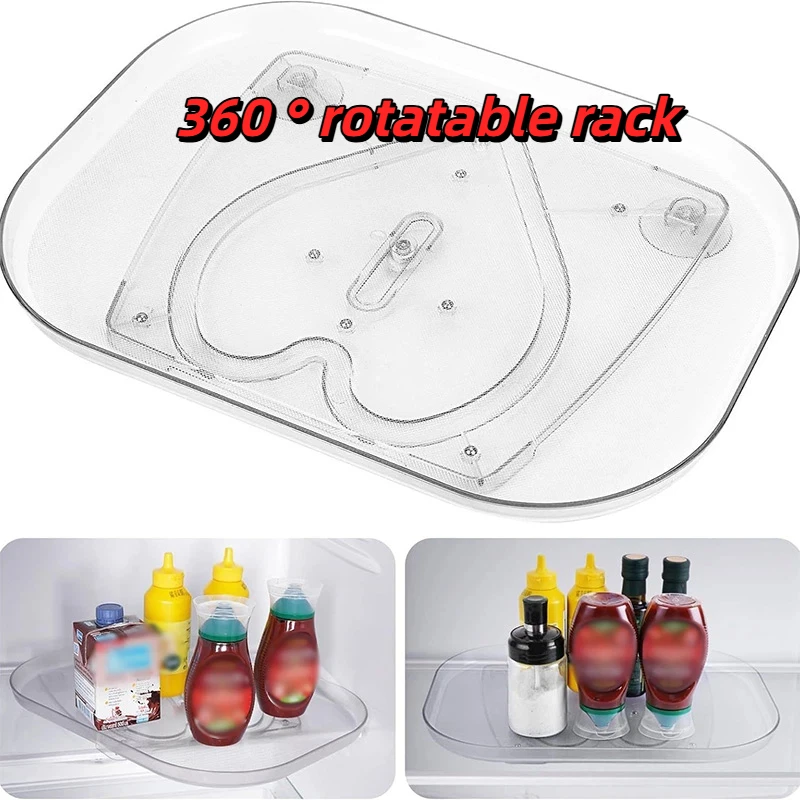 Plateau de rangement 360 °    Plateau rotatif de rangement pour réfrigérateur, utilisé pour les pots à épices de cuisine, rangement de divers articles, étagères tournantes, organisateurs