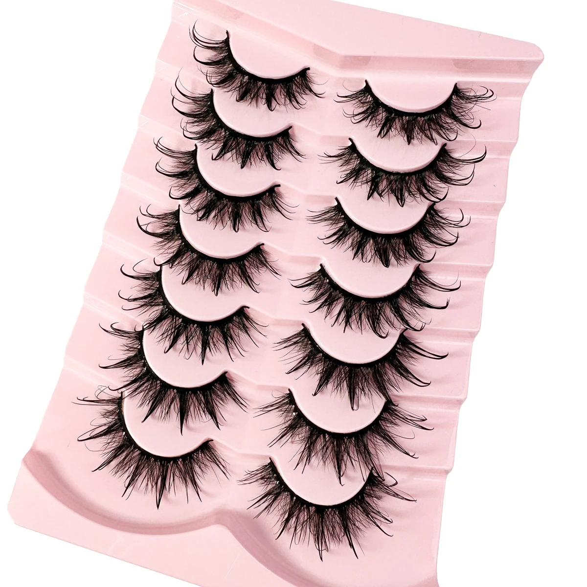 2/7 nasse falsche Wimpern, flauschige Feen-Manga-Katzenwimpern, 3D-Katzenaugenwimpern, künstliche Wimpern, natürliche lange Vollstreifenwimpern, geflügelte