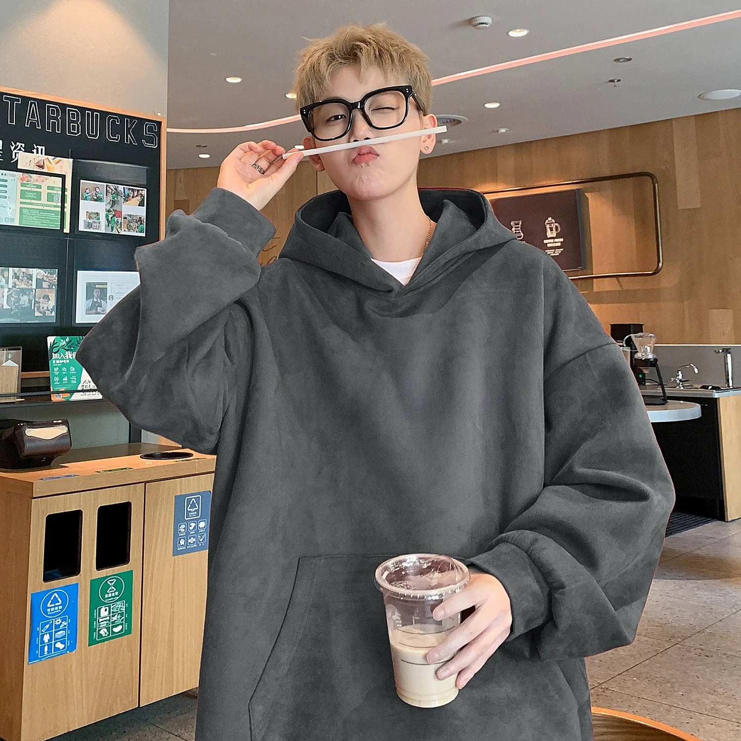 

Мужская утепленная флисовая толстовка с капюшоном, весна-осень, 400 г, теплая, в американском ретро-стиле, замшевая куртка с капюшоном