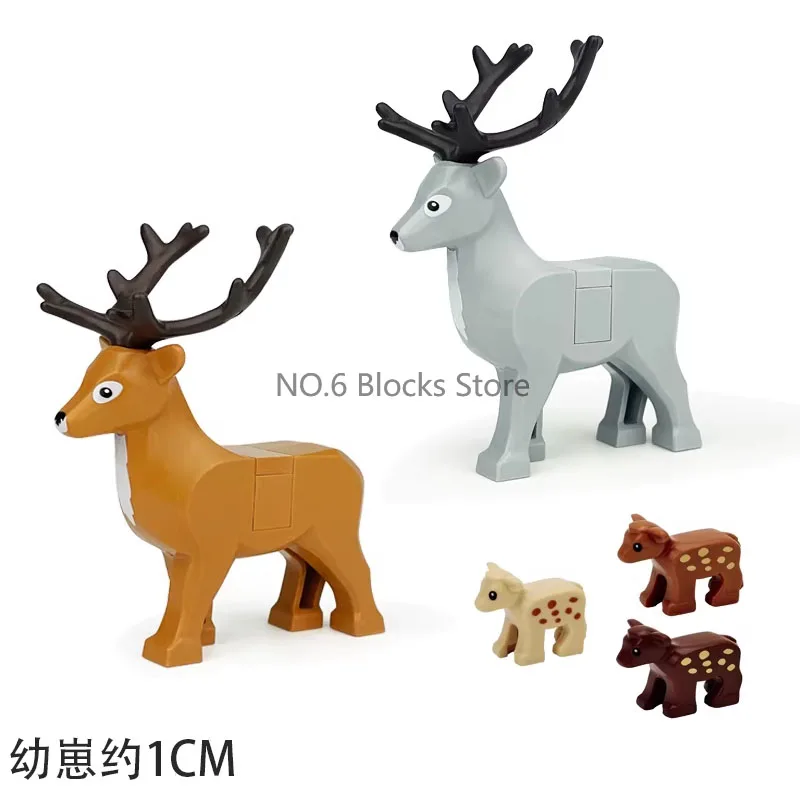 Wildtier-Bausteine MOC Tiger Löwe Elefant Bär Hai Adler Wolf Modellbausatz DIY Lernspielzeug Geschenke für Kinder S11