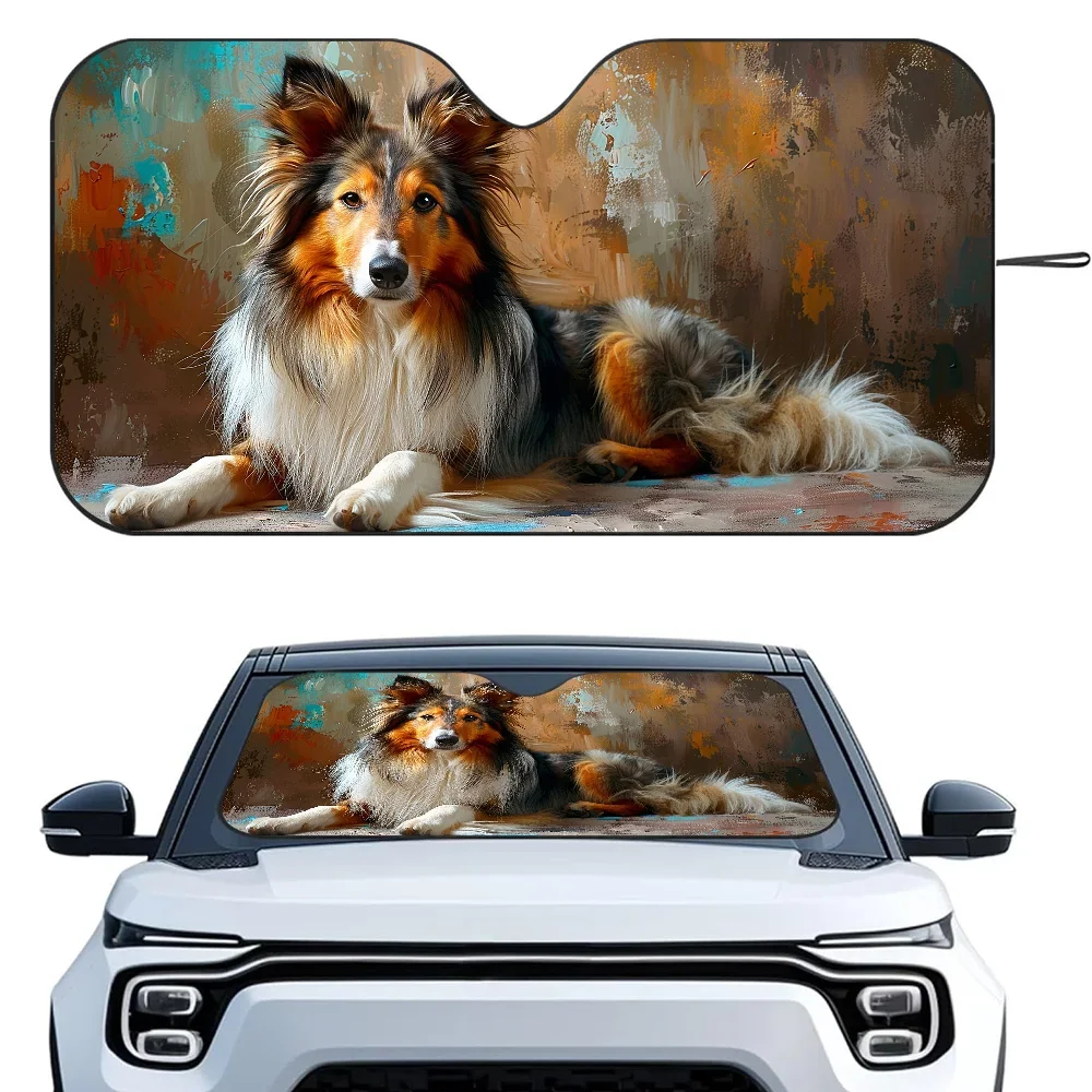 

Shetland Sheepdog Car SunSha Heat-insulating Aluminum Film Windshield Sunshas UV Rays Blocks Car Sun Visor Protector