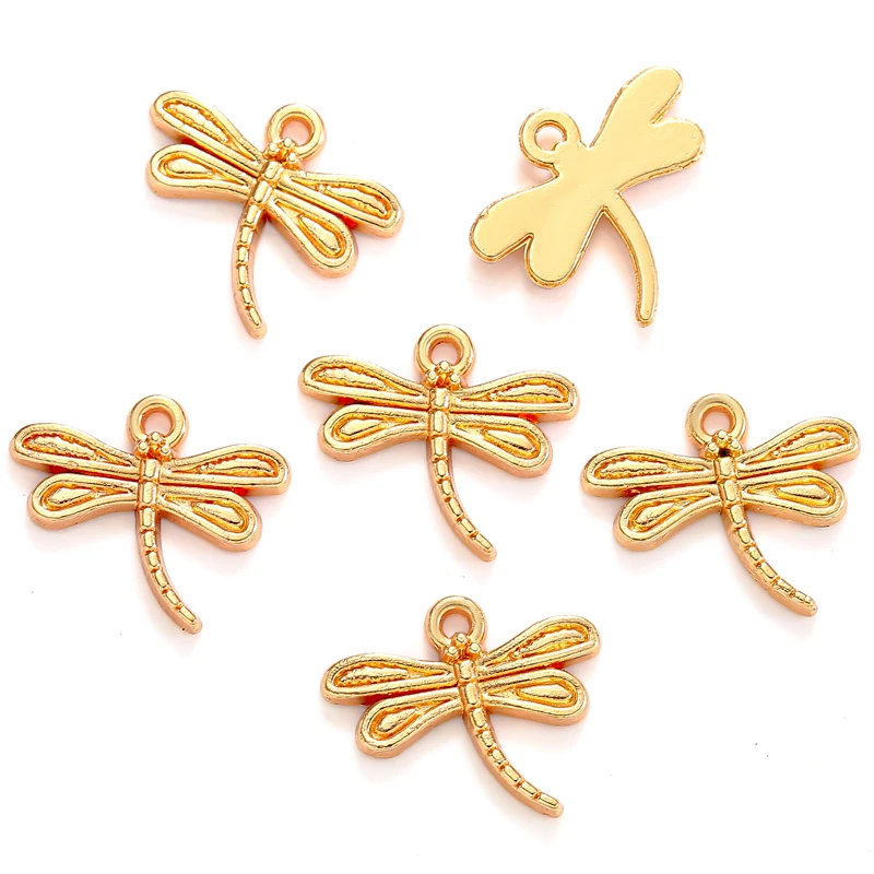 20pcs 6 Color Alloy Metal dragonfly Charms For Earring necklace Pendants DIY Handmade Jewelry Accessories Making 17*15mm D2121