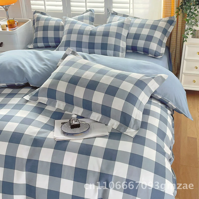 

Thickened Twill Sanding Quilt Cover Cotton Yarn-Dyed Wash Single Product Multi-Size Bedding for Dormitory Floral Striped Pattern