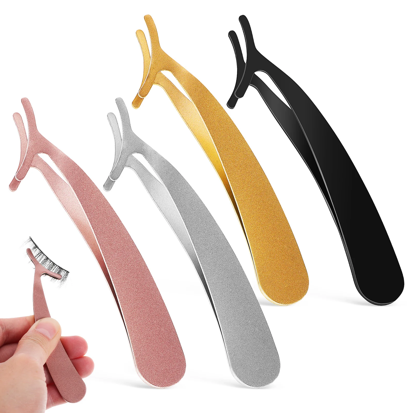 4개입 속눈썹 핀셋 전문가용 인조 속눈썹 도구 금속 재질 인조 속눈썹 부착 제거 연장 고정용
