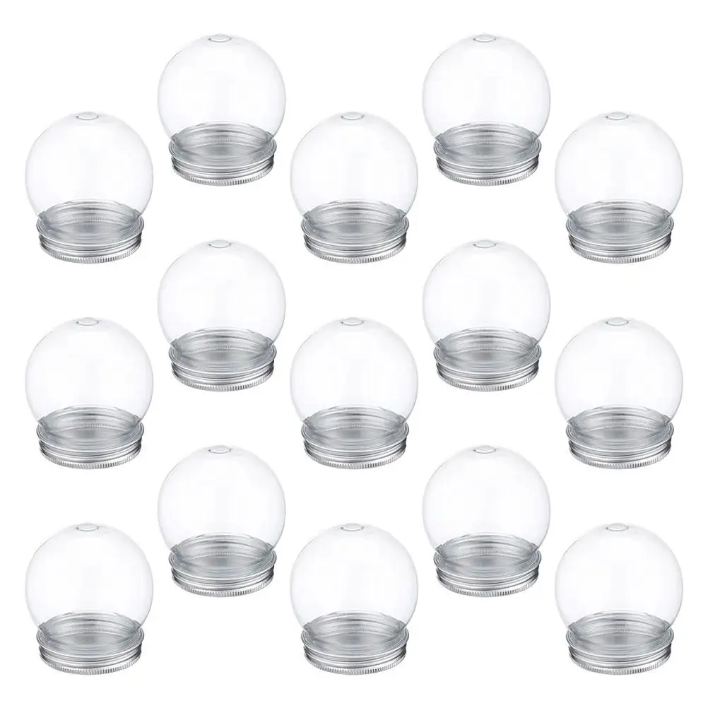 

15 Pcs Plastic Candy Bottle Clear DIY Snow Globe Craft Kits Screw Caps Holiday Decor Globes Containers